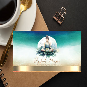Elegant Girl Yoga Instructor Blue Lotus Visitenkarte