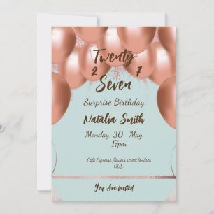 Elegant Girly 27 Überraschung Geburtstagskarte Einladung