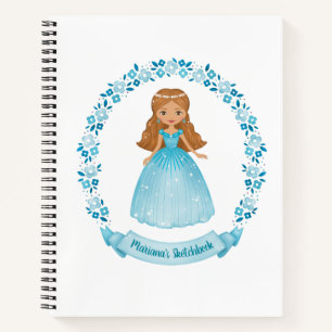 Elegant Girly Blue Artist Monogram Sketchbook Notizbuch
