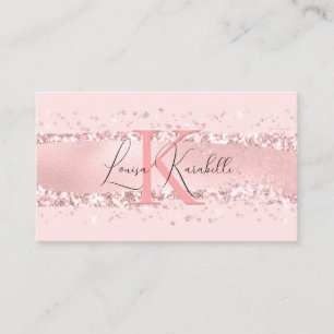 Elegant Girly Blush Pink Monogram Visitenkarte