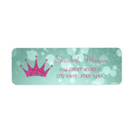 Elegant Girly Bokeh, Glittery Tiara Address Label