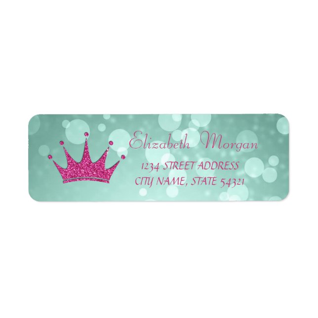 Elegant Girly Bokeh, Glittery Tiara Address Label (Vorne)