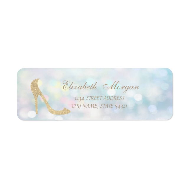 Elegant Girly Bokeh, Glitzer High Heel-Adresse (Vorne)