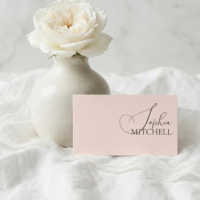Elegant Girly Calligraphy Minimal Blush Pink Visitenkarte (Von Creator hochgeladen)