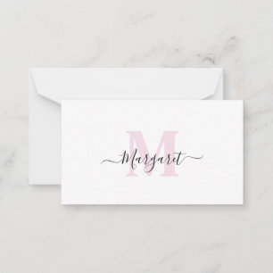 Elegant Girly Chic Blush Pink Monogram Mitteilungskarte