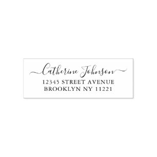 Elegant Girly Chic Script Calligrafy Name Address Permastempel