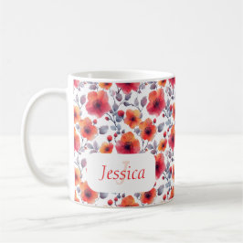 Elegant Girly Chic Stilvolle Moderne Rote Blume Kaffeetasse