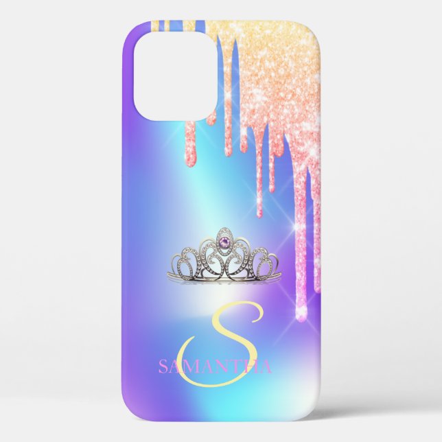 Elegant Girly Chic Tiara Cooler Glitzer Tropfen Case-Mate iPhone Hülle (Rückseite)