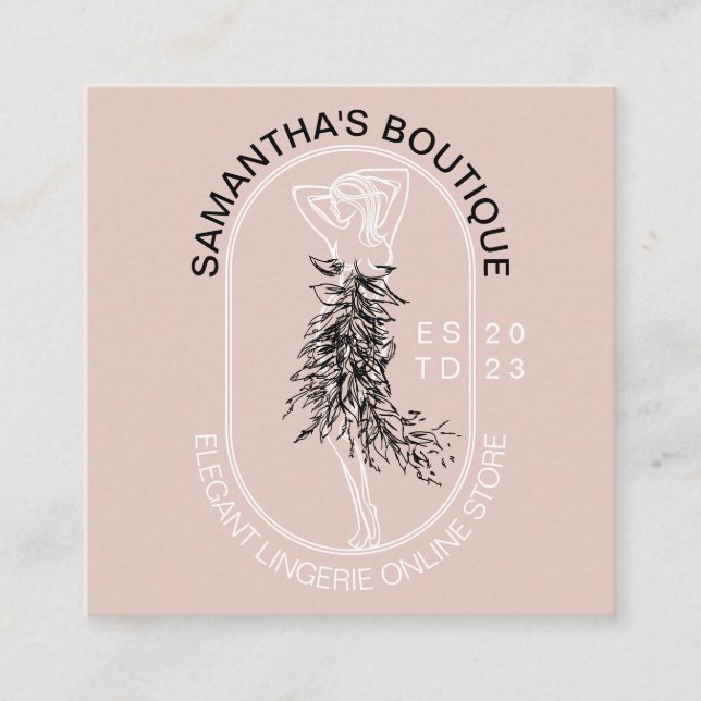 Elegant Girly Feminine Underwear Lingerie Fashion Quadratische Visitenkarte (Vorderseite)
