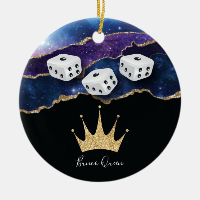 Elegant Girly Glitzer Bunco Dice Queen Keramik Ornament (Vorne)