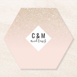 Elegant Girly Gold Rose Rosa Glitzer Ombre Untersetzer