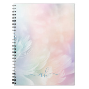 Elegant Girly Mit Monogramm Pastel Rainbow Feather Notizblock