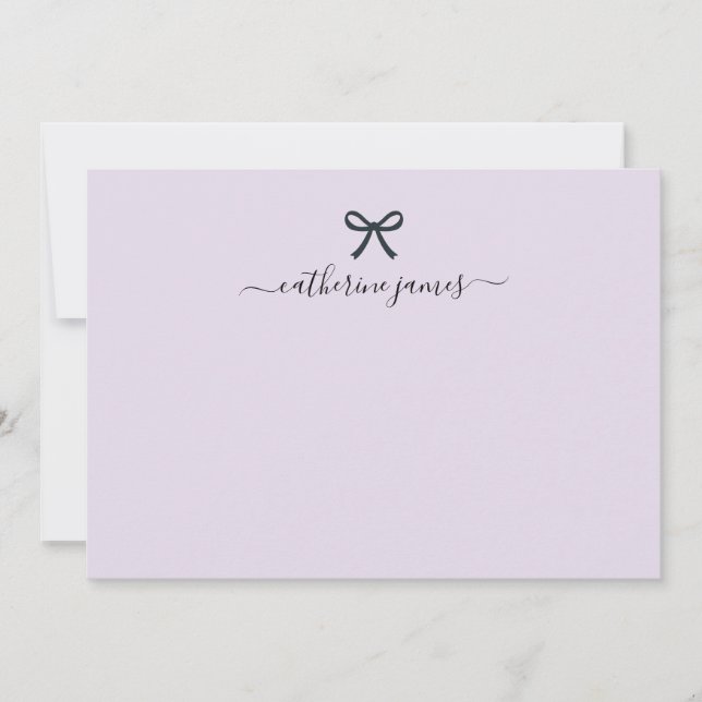 Elegant Girly Monogram Name Script Niedlich Lila Mitteilungskarte (Vorderseite)