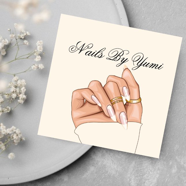 Elegant Girly Nail Salon Nageltechniker Manicure Quadratische Visitenkarte (Von Creator hochgeladen)