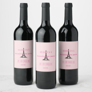 Elegant Girly Pink Paris Theme Junggeselinnen-Absc Weinetikett