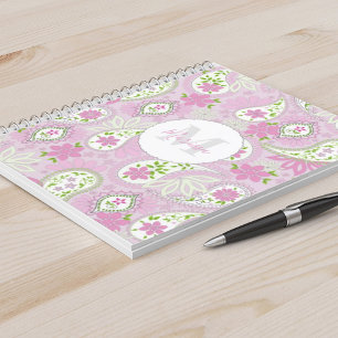 Elegant Girly Pink Preppy Paisley Print Pattern Notizblock