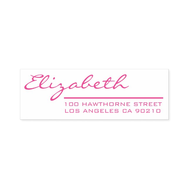 Elegant Girly Pink Script-Rücksendeadresse Permastempel (Design)