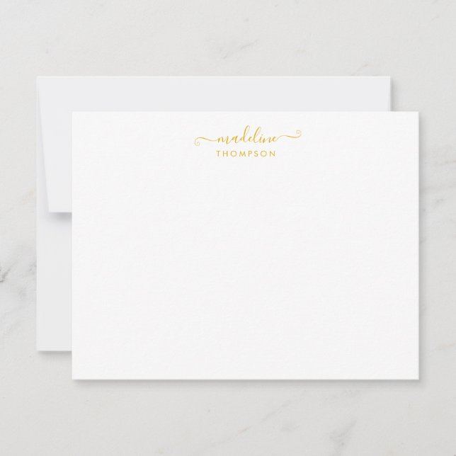 Elegant Girly Script Mustard Yellow Typografie Mitteilungskarte (Vorderseite)