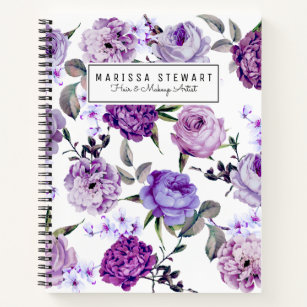 Elegant Girly Violet Lilac Purple Flowers Notizbuch