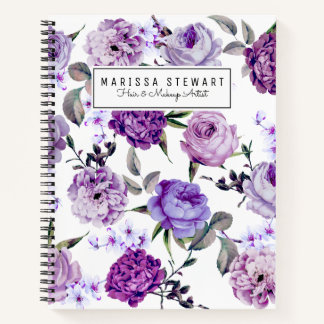 Elegant Girly Violet Lilac Purple Flowers Notizbuch