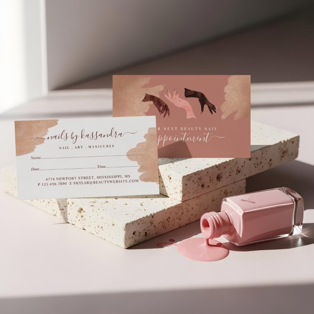 Elegant Glam Beauty Hands Nail Artist Manicure Terminkarte (Elegant Glam Beauty Hands Nail Artist Manicure Appointment Card)