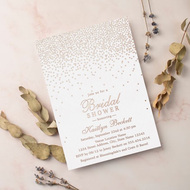 Elegant Glam Confetti Bridal Shower Real Folieneinladung (Von Creator hochgeladen)