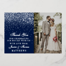 Elegant Glam Confetti Wedding Foto Vielen Dank Folieneinladung