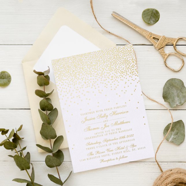 Elegant Glam Confetti Wedding Real Folieneinladung (Von Creator hochgeladen)
