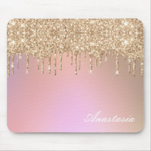 Elegant Glam Glitzer Calligraphy Mousepad