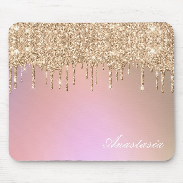 Elegant Glam Glitzer Calligraphy Mousepad (Vorne)