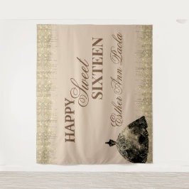 Elegant Glam Gold Brown Glitzer Sweet 16 Birthday Wandteppich