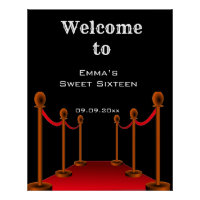 Elegant Glam Red Tepet Sweet 16 Birthday Willkomme