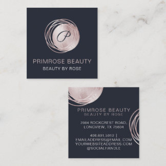 Elegant Glam Rose Gold Luxus Abstrakt Monogram Quadratische Visitenkarte