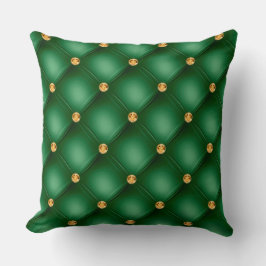 Elegant Glam Tufted Gold Diamond Emerald Green Kissen