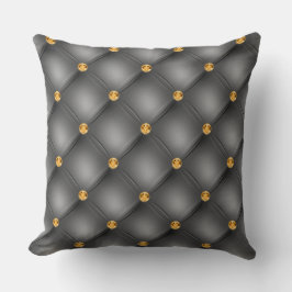 Elegant Glam Tufted Gold Diamond Steel Grau Kissen