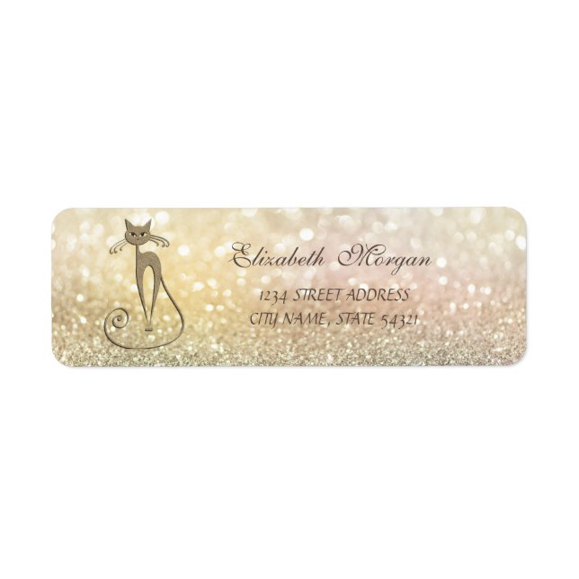 Elegant Glamour Bokeh ,Cat Address Label (Vorne)