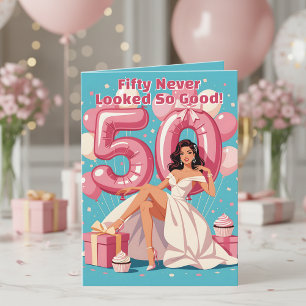 Elegant Glamour Frauen 50. Geburtstag Gruß Karte