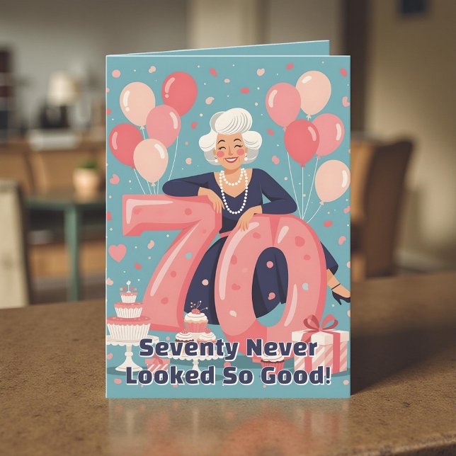 Elegant Glamour Frauengrüße am 70. Geburtstag Karte (Von Creator hochgeladen)