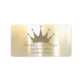 Elegant Glamour Shiny, Glittery Tiara Princess Adressaufkleber