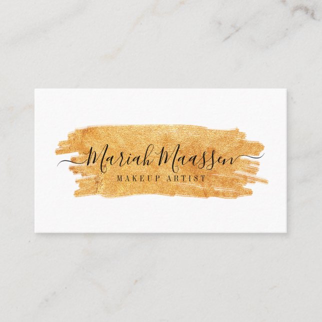 Elegant & glamourös Beauty Gold Makeup Brush Stoß Visitenkarte (Vorderseite)
