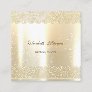 Elegant Glamourös Glänzend, Unechtes Gold, Spitze Quadratische Visitenkarte