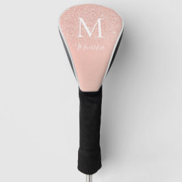 Elegant Glitter Baby Pink Monogram Name Minimal Golf Headcover