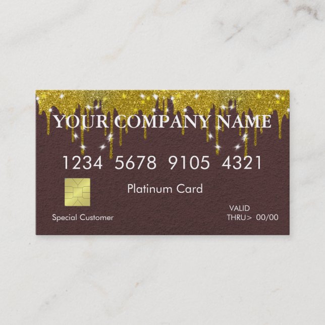 Elegant Glitter Credit Card Visitenkarte (Vorderseite)