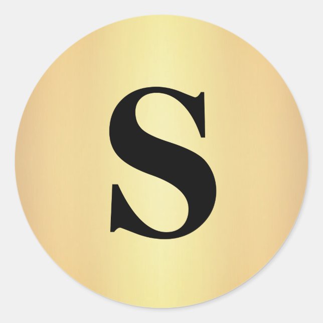 Elegant Glitter Gold Monogram Envelope Seal Runder Aufkleber (Vorderseite)