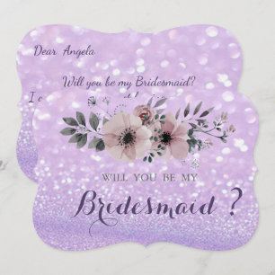 Elegant Glittery Bokeh, Blume Bridesmaid Card Einladung