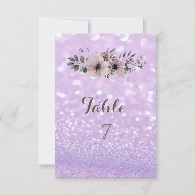 Elegant Glittery Bokeh Floral Table Card Einladung (Vorderseite)