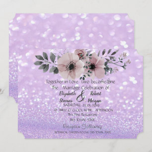 Elegant Glittery Bokeh Floral Wedding Einladung