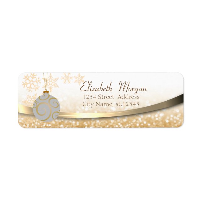 Elegant Glittery Bokeh, Weihnachtsball, Schneefloc (Vorne)