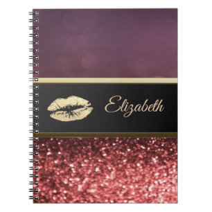 Elegant Glittery Lips Bokeh Notizblock
