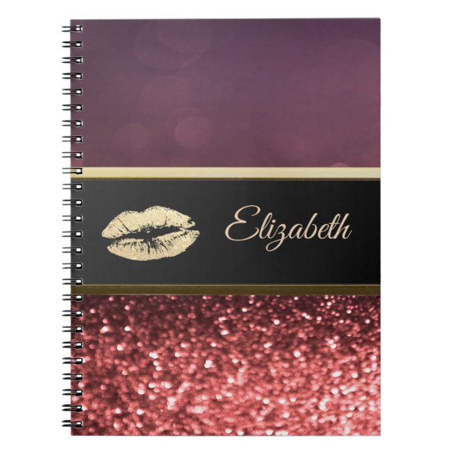 Elegant Glittery Lips Bokeh Notizblock (Vorderseite)
